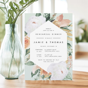 Boho Blooms   Modern Floral Rehearsal Dinner Invitation