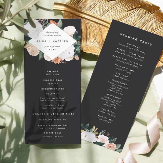 Boho Blooms Modern Floral Wedding Ceremony Program (Creator Uploaded)