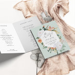 Boho Blooms Modern Floral Wedding Program<br><div class="desc">Designed to coordinate with our Boho Blooms collection, these elegant folded wedding programs feature sage green watercolor botanical foliage and pastel desert inspired flowers in peach, white, and ivory, arranged around a geometric central element. Customise the front with your names, wedding location, and date. Add your ceremony and bridal party...</div>