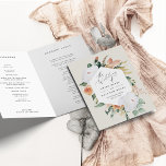 Boho Blooms Modern Floral Wedding Program<br><div class="desc">Designed to coordinate with our Boho Blooms collection, these elegant folded wedding programs feature sage green watercolor botanical foliage and pastel desert inspired flowers in peach, white, and ivory, arranged around a geometric central element. Customise the front with your names, wedding location, and date. Add your ceremony and bridal party...</div>