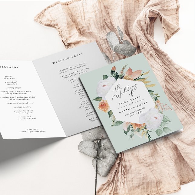 Boho Blooms Modern Floral Wedding Program (Creator Uploaded)
