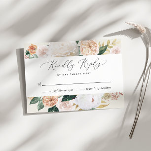 Boho Blooms Modern Floral Wedding RSVP Card