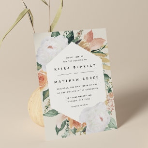 Boho Blooms   Modern Geometric Floral Wedding Invitation