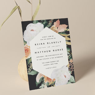 Boho Blooms Modern Geometric Floral Wedding Invitation