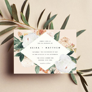 Boho Blooms   Modern Geometric Floral Wedding Invitation
