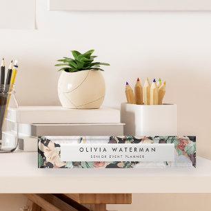 Boho Blooms   Modern Watercolor Floral Nameplate