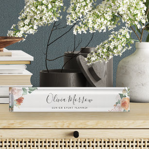 Boho Blooms Modern Watercolor Floral Nameplate