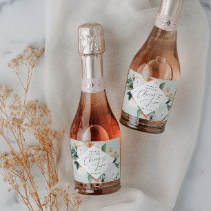 Boho Blooms Personalised Cheers to Love Sparkling Wine Label