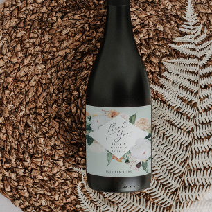 Boho Blooms Personalised Wedding Thank You Wine Label