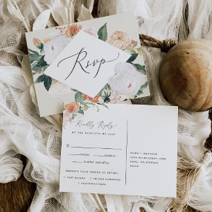 Boho Blooms RSVP Postcard with Meal Choice