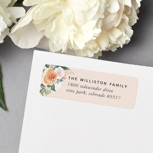 Boho Blooms Watercolor Floral Return Address Label
