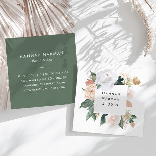 Boho Blooms Watercolor Floral Square Business Card