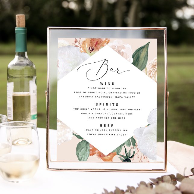 Boho Blooms Wedding Bar Menu Sign (Creator Uploaded)