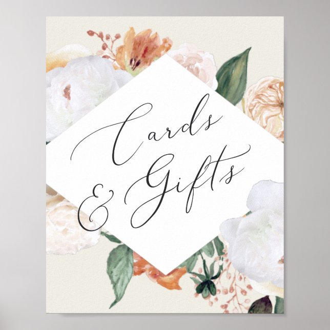 Boho Blooms Wedding Cards & Gifts Sign (Front)