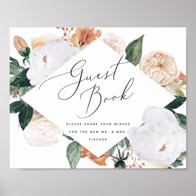 Boho Blooms Wedding Guestbook Sign (Front)