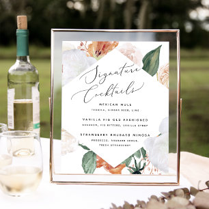 Boho Blooms Wedding Signature Cocktail Menu Sign