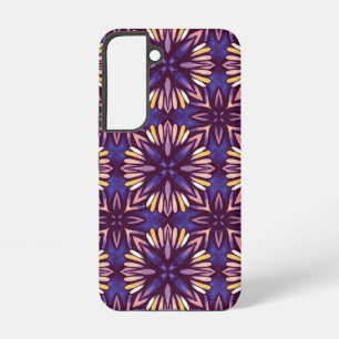 Boho Blossom: Purple Artistic Floral Pattern Samsung Galaxy Case
