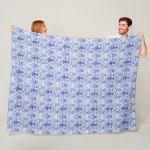 Boho Blue and Purple Pattern Cosy Fleece Blanket