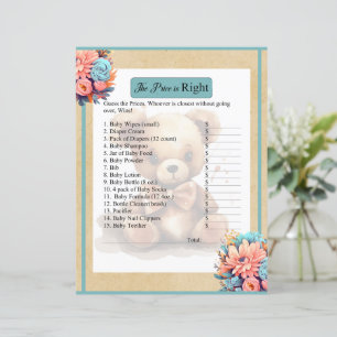 Boho Blue Bear Baby Price is Right Game