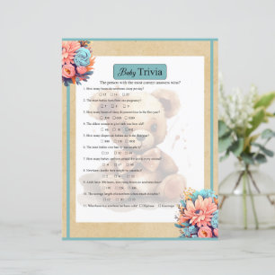 Boho Blue Bear Baby Trivia Game
