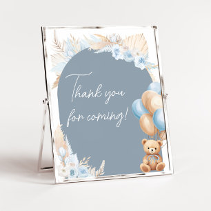 Boho Blue Bear Balloon Thank you for Coming Poster