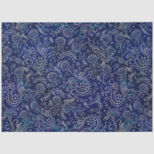 Boho Blue Botanicals Beautiful Flowers Tissue Paper