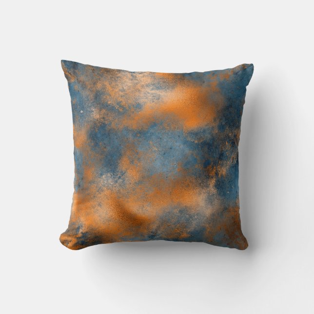 Boho Blue Copper Graphic Abstract Cushion (Front)