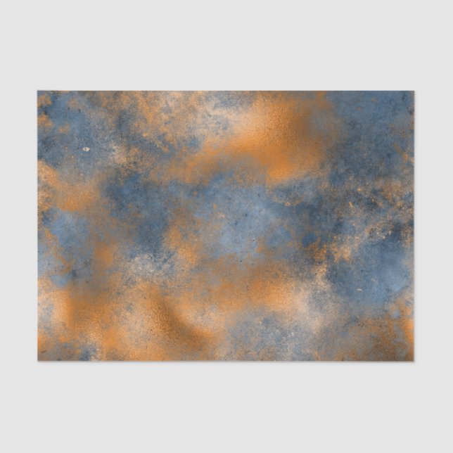 Boho Blue Copper Graphic Abstract Tissue Paper (Front)