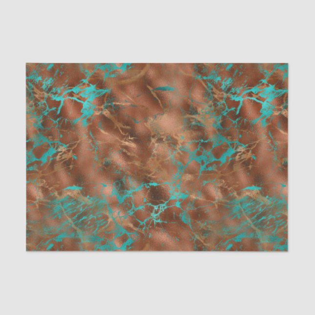 Boho Blue Copper Patina Tissue Paper (Front)