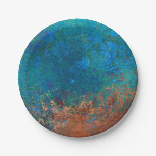 Boho Blue Copper Rustic Paper Plate
