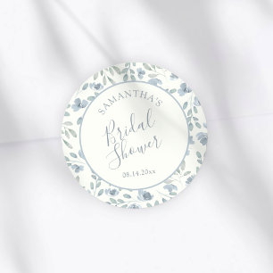 Boho Blue & Cream Bridal Shower Favour Classic Round Sticker