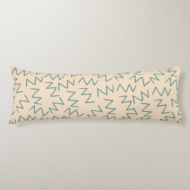 Boho Blue Cream Zig Zag Stylish Body Cushion (Front)
