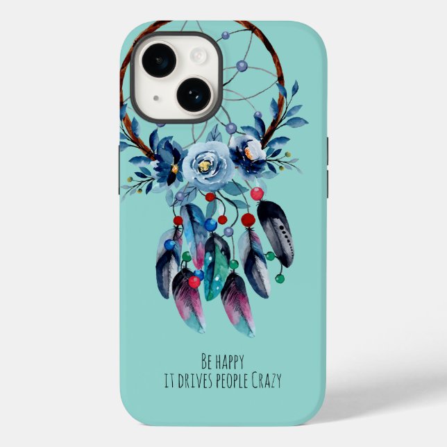Boho Blue Dreamcatcher Fun Quote Feather Floral  Case-Mate iPhone Case (Back)