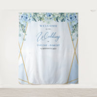 Boho blue floral eucalyptus and gold frame Wedding