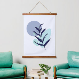 Boho blue flower hanging tapestry