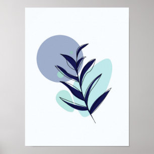 Boho blue flower poster