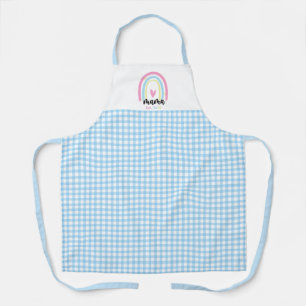 Boho Blue Gingham Custom Mama Est. Year keepsake Apron