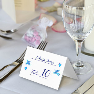 Boho Blue Hummingbirds Mexican Wedding Place Card 