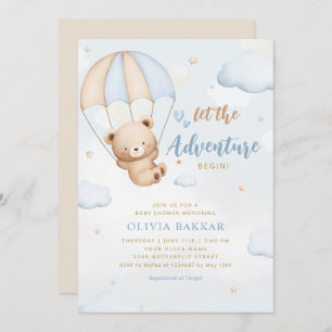 Boho Blue Let the adventure begin boy baby shower  Invitation