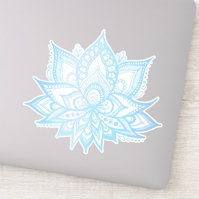 Boho Blue Lotus Flower Sticker (Detail)