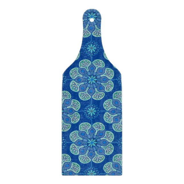 Boho Blue MedallionsPaddle Cutting Board (Front)