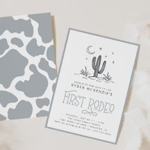 Boho Blue Modern Boys First Rodeo 1st Birthday