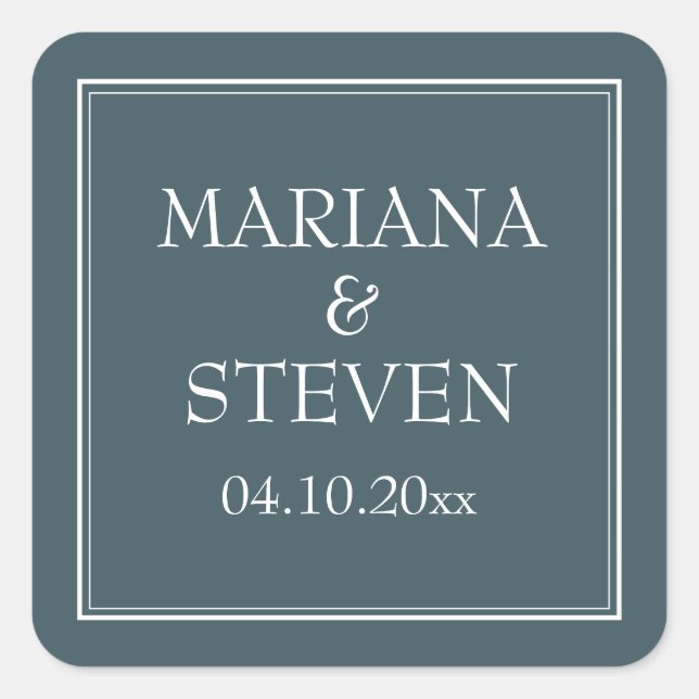 Boho Blue Modern Minimalist Square Sticker (Front)