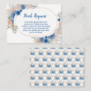 Boho Blue Pampas Grass Baby Shower Book Request Enclosure Card