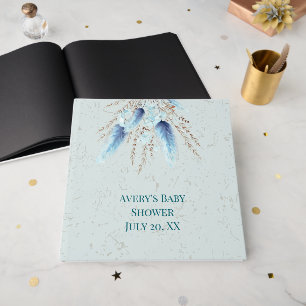 Boho Blue Pampas Grass Guest Book