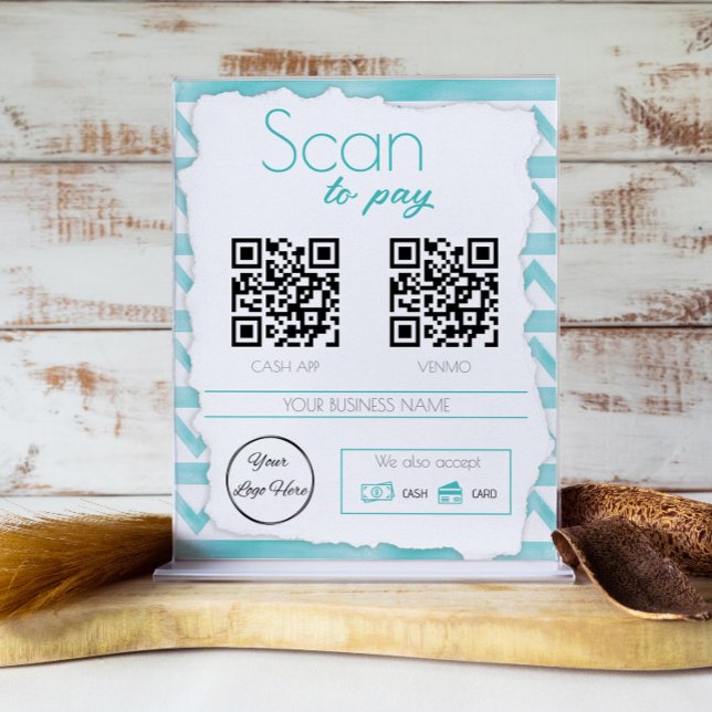 Boho blue pattern 2 QR codes coastal scan to pay Poster (Creator Uploaded)