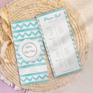 Boho blue pattern your logo coastal price list rack card