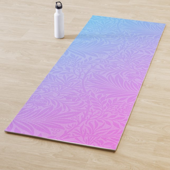 Boho Blue Pink Botanical Yoga Mat (In Situ)