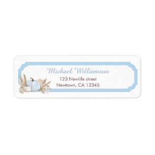 Boho Blue Pumpkin 1st Birthday Return Address Label