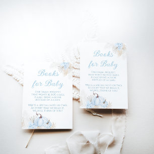 Boho Blue Pumpkin Fall Baby Shower Book Enclosure Card